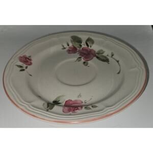 Gibson Rose Floral 6.5" Saucers Set of 4 Vintage Stoneware